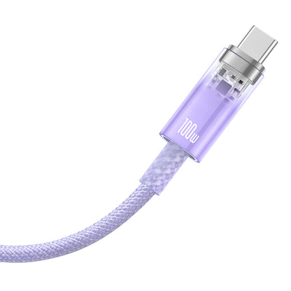Kabl za prenos podataka i punjenje USB-A - USB-C Baseus Explorer, 100W, 1m, Ljubičasti CATS010405