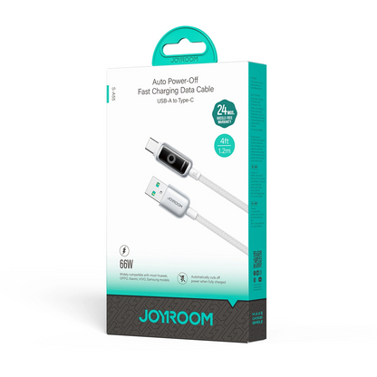Kabl za prenos podataka i punjenje USB-A - USB-C Joyroom S-A55 StarFlight Display, 66W, 1.2m, Beli