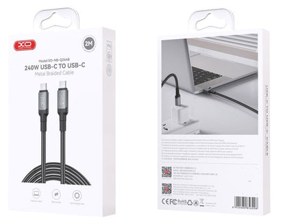 Kabl za podatke i punjenje USB-C - USB-C XO Design NB-Q264B, 240W, 2m, Crni