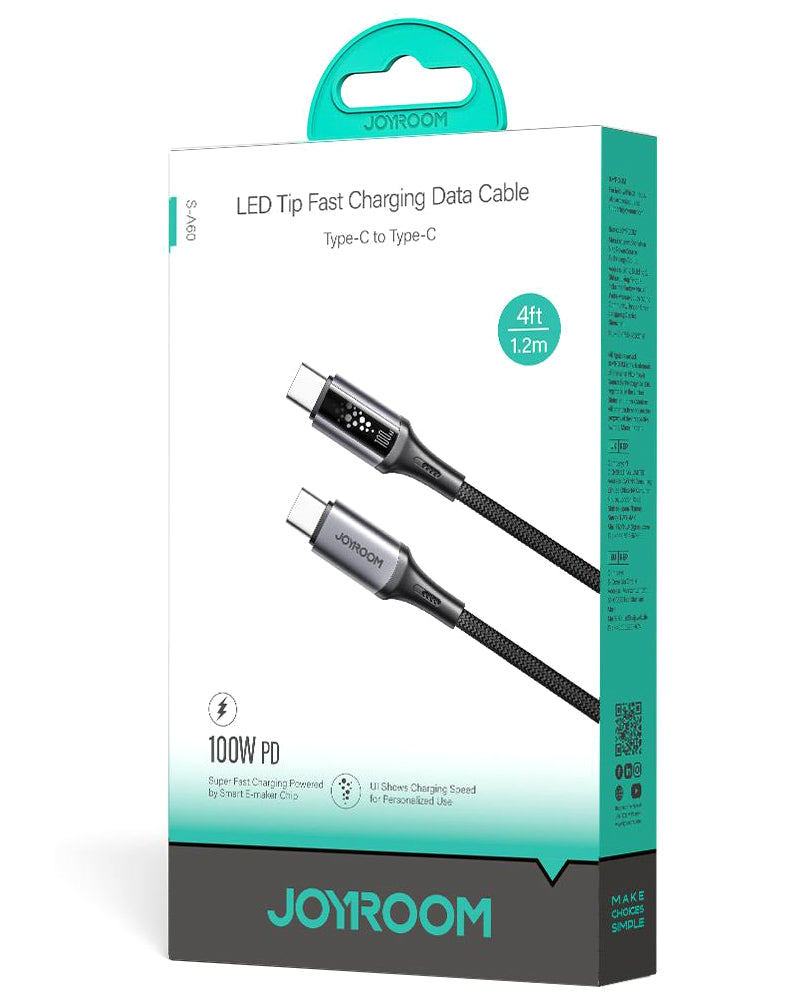 Kabl za prenos podataka i punjenje USB-C - USB-C Joyroom S-A60 StarTalk, 100W, 1.2m, Crni