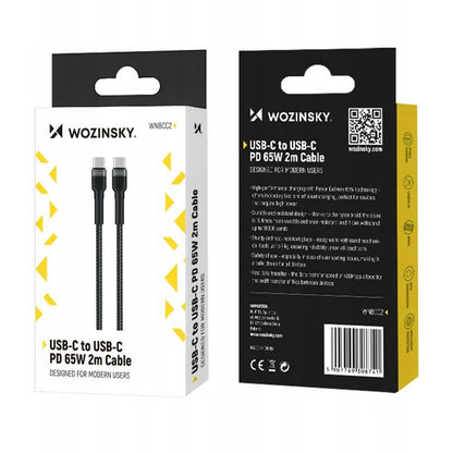 Kabl za prenos podataka i punjenje USB-C - USB-C WZK WNBCC2, 65W, 2m, Crni