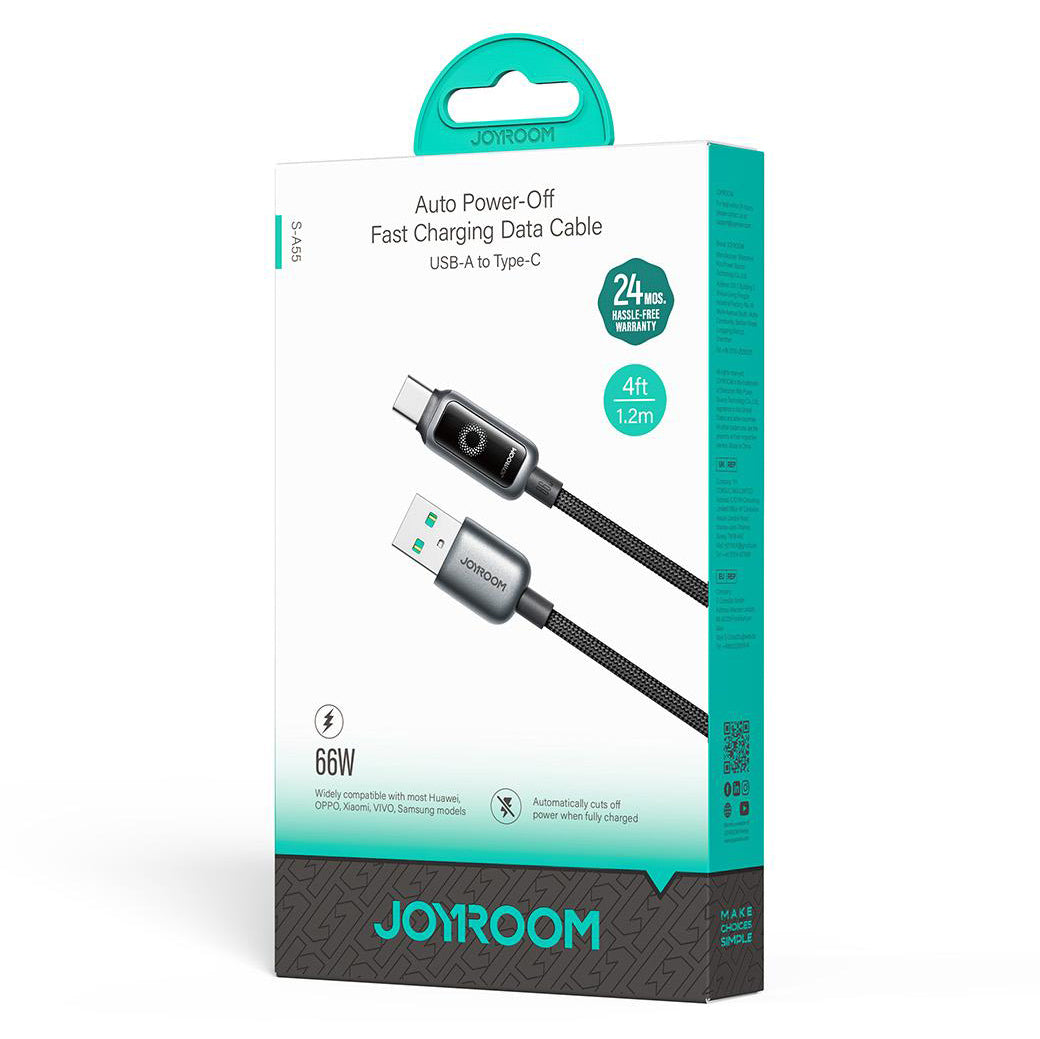 Kabl za prenos podataka i punjenje USB-A - USB-C Joyroom S-A55 StarFlight Display, 66W, 1.2m, Crni