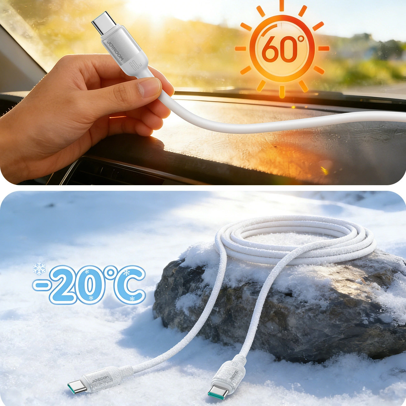 USB-C - USB-C kabl za prenos podataka i punjenje Joyroom S-A62 Lively, 60W, 1.2m, Bela