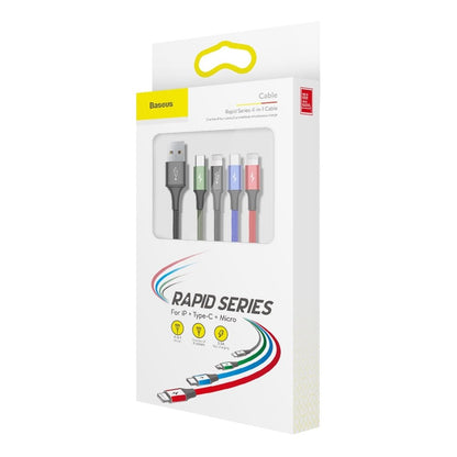 USB-A - 2 x Lightning / microUSB / USB-C Baseus Rapid 4in1 Charging Cable, 20W, 1.2m, Black CA1T4-A01