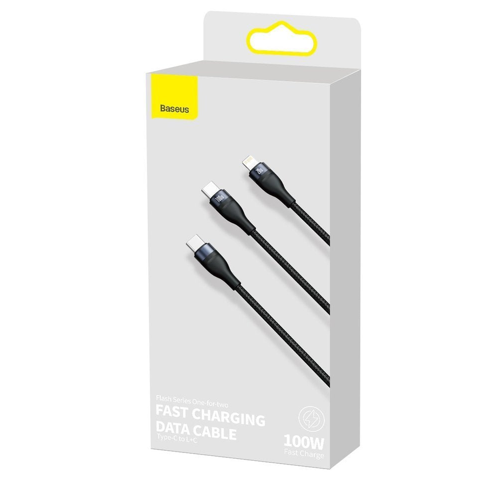 Kabl za prenos podataka i punjenje USB-C - Lightning / USB-C Baseus Flash Series 2in1, 100W, 1.2m, Crni CA1T2-F01