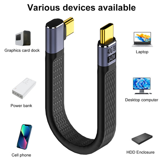 Kabl za prenos podataka i punjenje USB-C - USB-C OEM Angled 8K Video Version 2, 240W, 0.15m, Crni