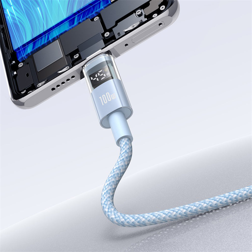 Kabl za prenos podataka i punjenje USB-A - USB-C Baseus Display 2, 100W, 1m, Plavi P10382701311-00