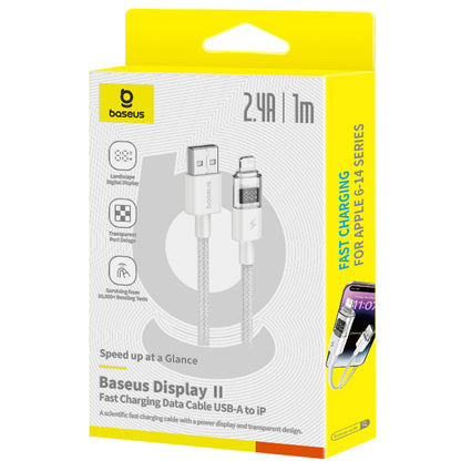Kabl za prenos podataka i punjenje USB-A - Lightning Baseus Display 2, 18W, 1m, Beli P10382700211-00