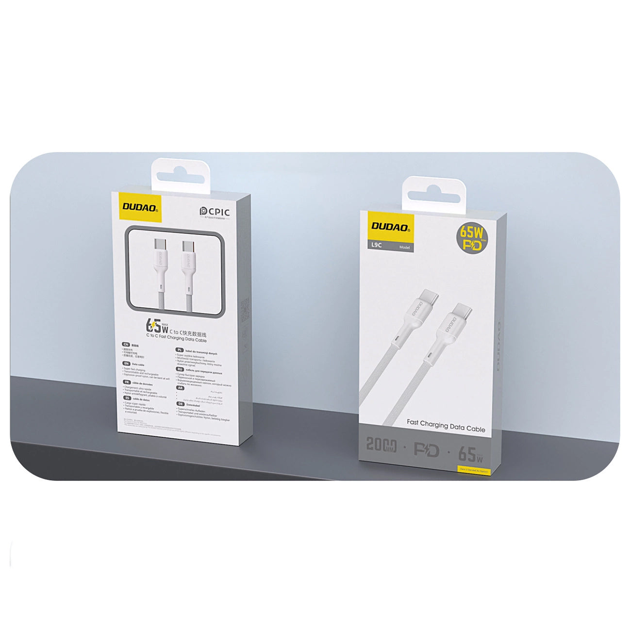 Kabl za podatke i punjenje USB-C - USB-C Dudao L9C, 65W, 1m, Bela