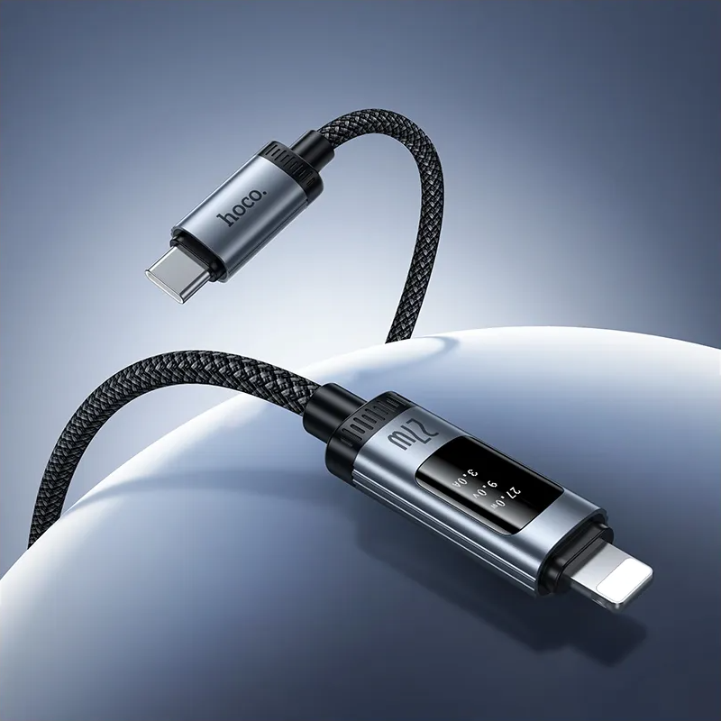 Kabl za prenos podataka i punjenje USB-C - Lightning HOCO Display U148, 27W, 1.2m, Crni