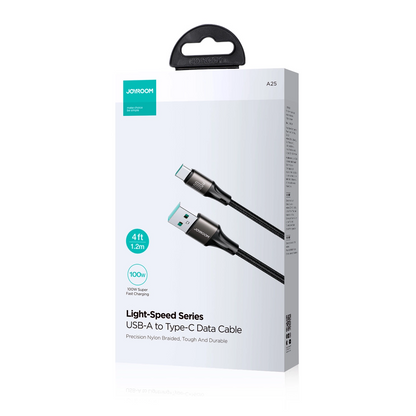Kabl za prenos podataka i punjenje USB-A - USB-C Joyroom S-A25 Light-Speed, 100W, 1.2m, Crni