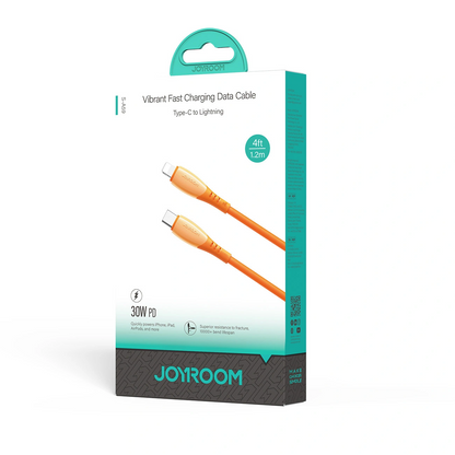 Kabl za prenos podataka i punjenje USB-C - Lightning Joyroom S-A59 Vibrant, 30W, 1.2m, Narandžasti