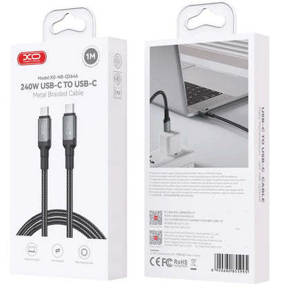 Kabl za podatke i punjenje USB-C - USB-C XO Design NB-Q264A, 240W, 1m, Crni
