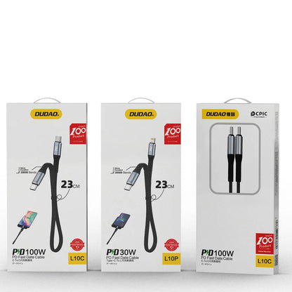 Kabl za podatke i punjenje USB-C - USB-C Dudao L10C, 100W, 0.23m, Crni