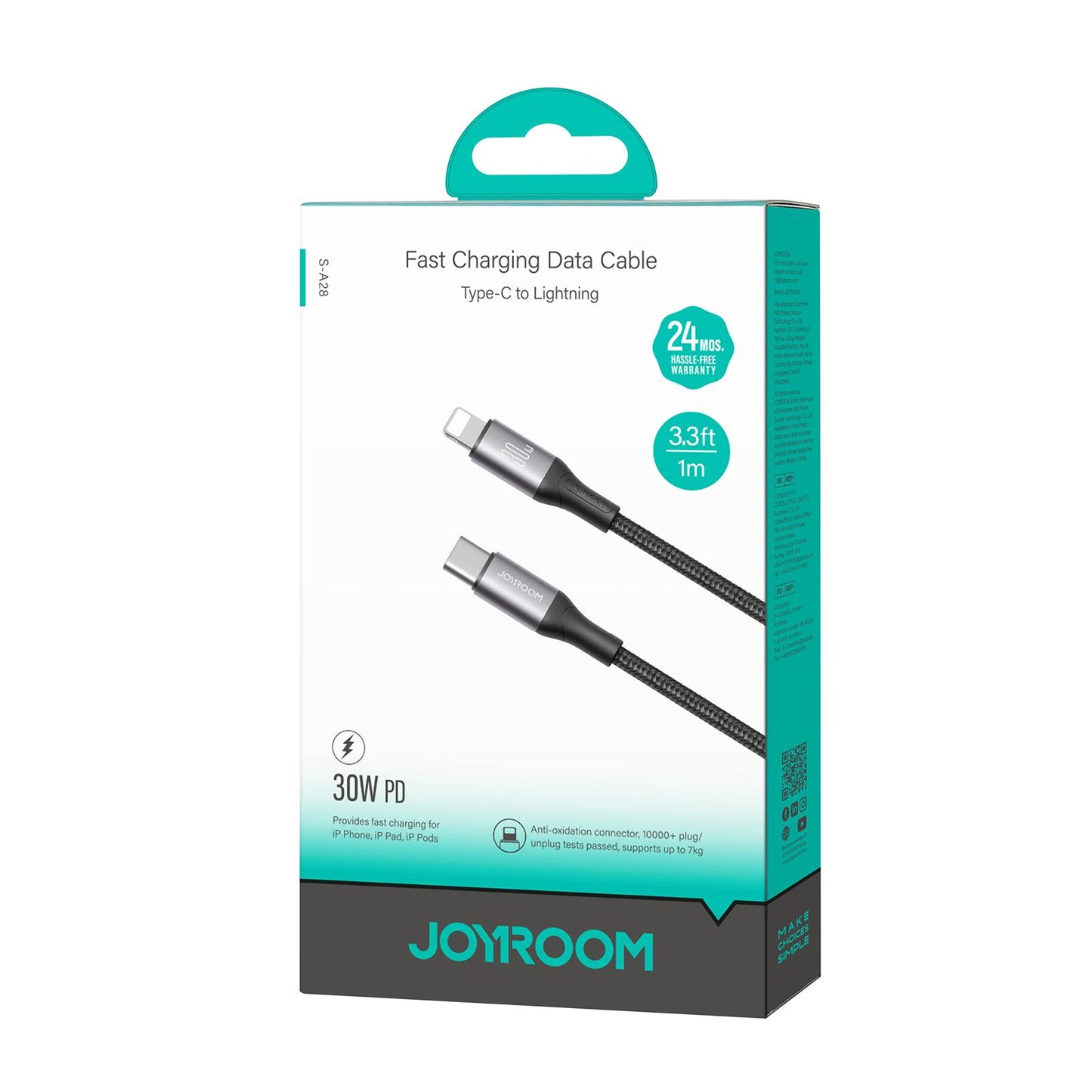 Kabl za podatke i punjenje USB-C - Lightning Joyroom S-A28 Flash, 30W, 1m, Crni