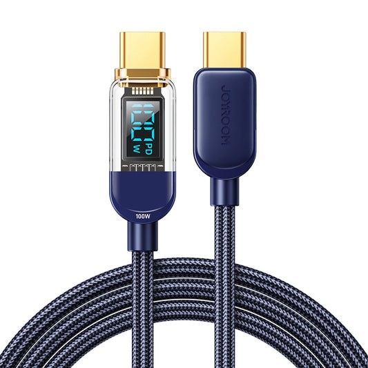 Kabl za prenos podataka i punjenje USB-C - USB-C Joyroom A4 Display, 100W, 1.2m, Plavi