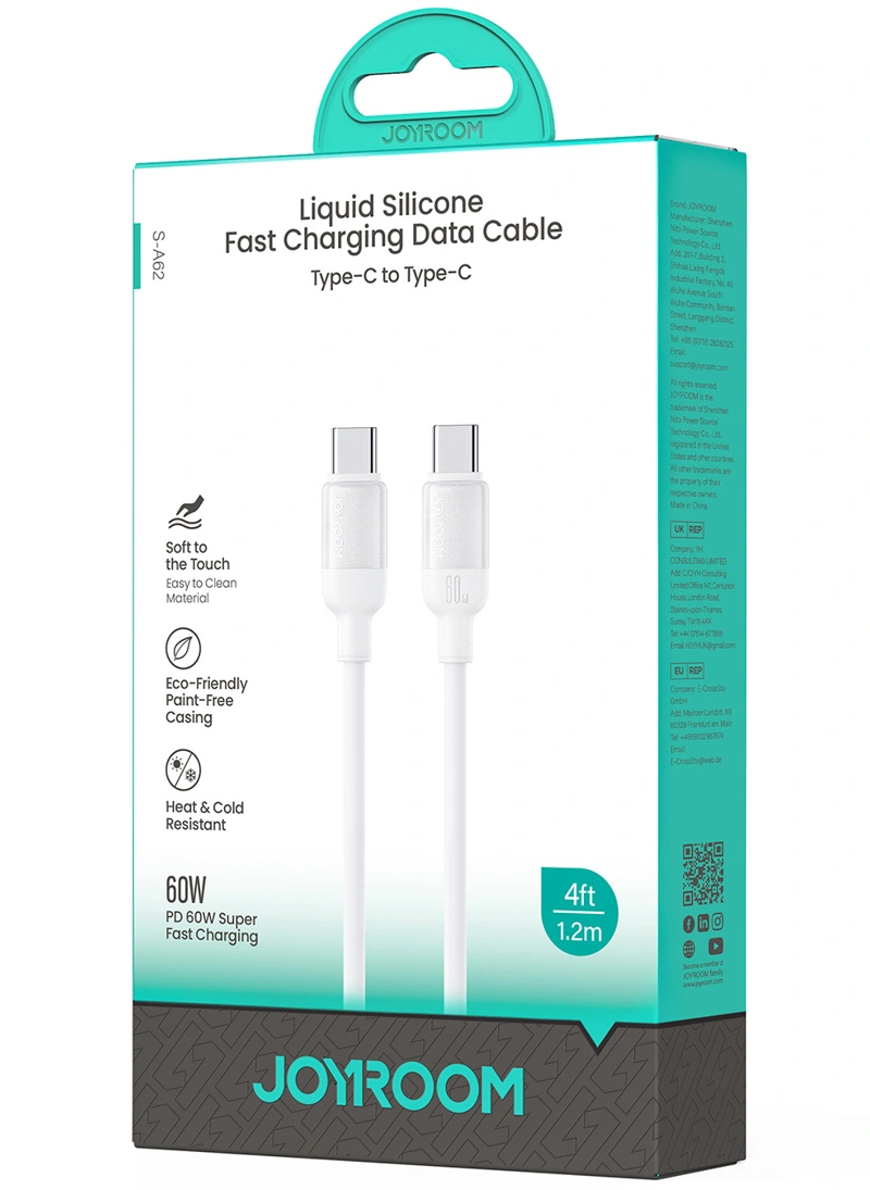 USB-C - USB-C kabl za prenos podataka i punjenje Joyroom S-A62 Lively, 60W, 1.2m, Bela