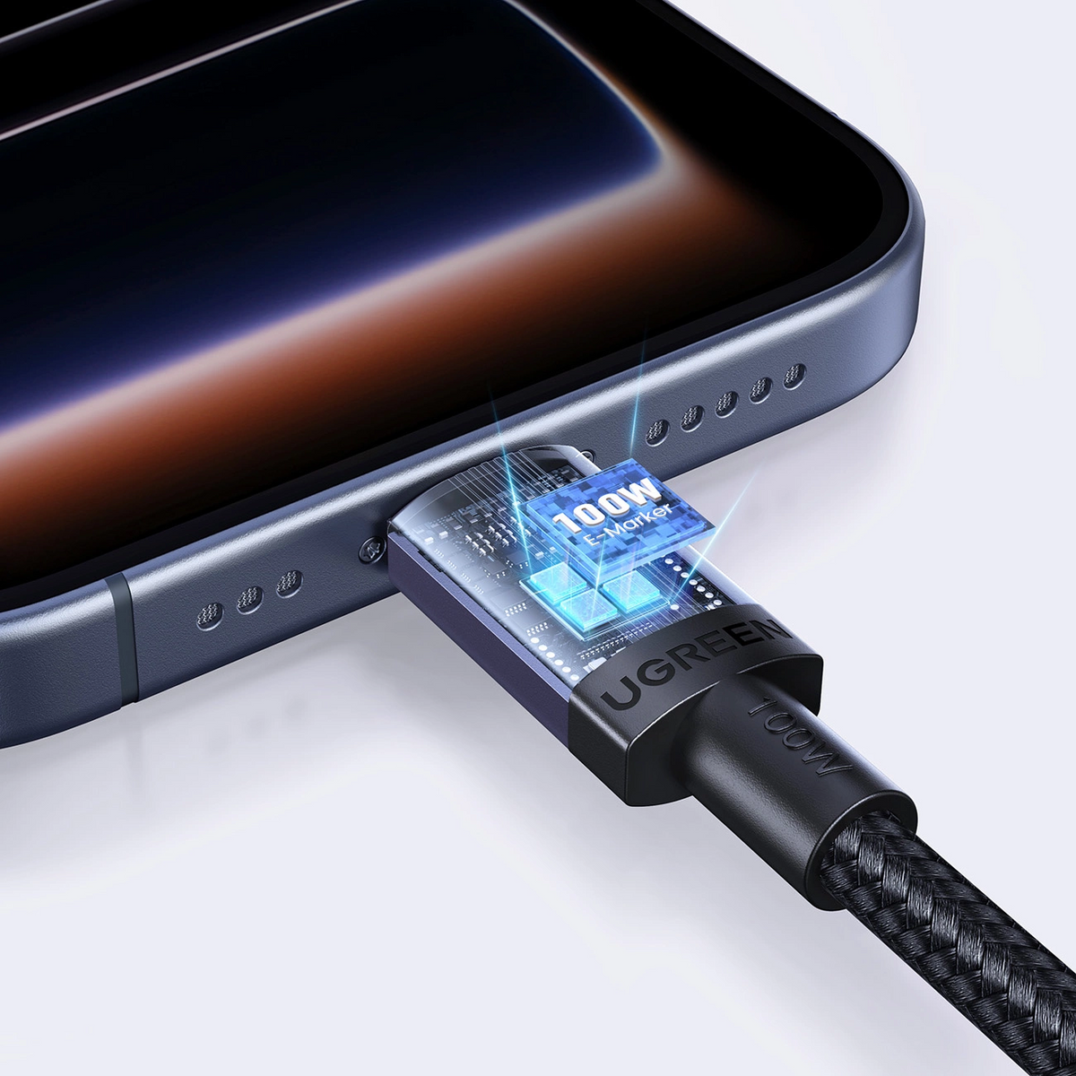 Kabl za prenos podataka i punjenje USB-C - USB-C UGREEN, 100W, 1m, Crna
