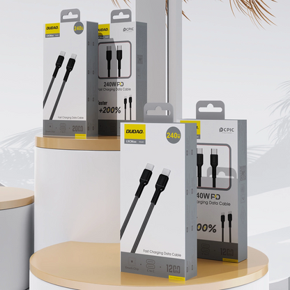 USB-C - USB-C kabl za prenos podataka i punjenje Dudao L9C Max, 240W, 1.2m, Crna