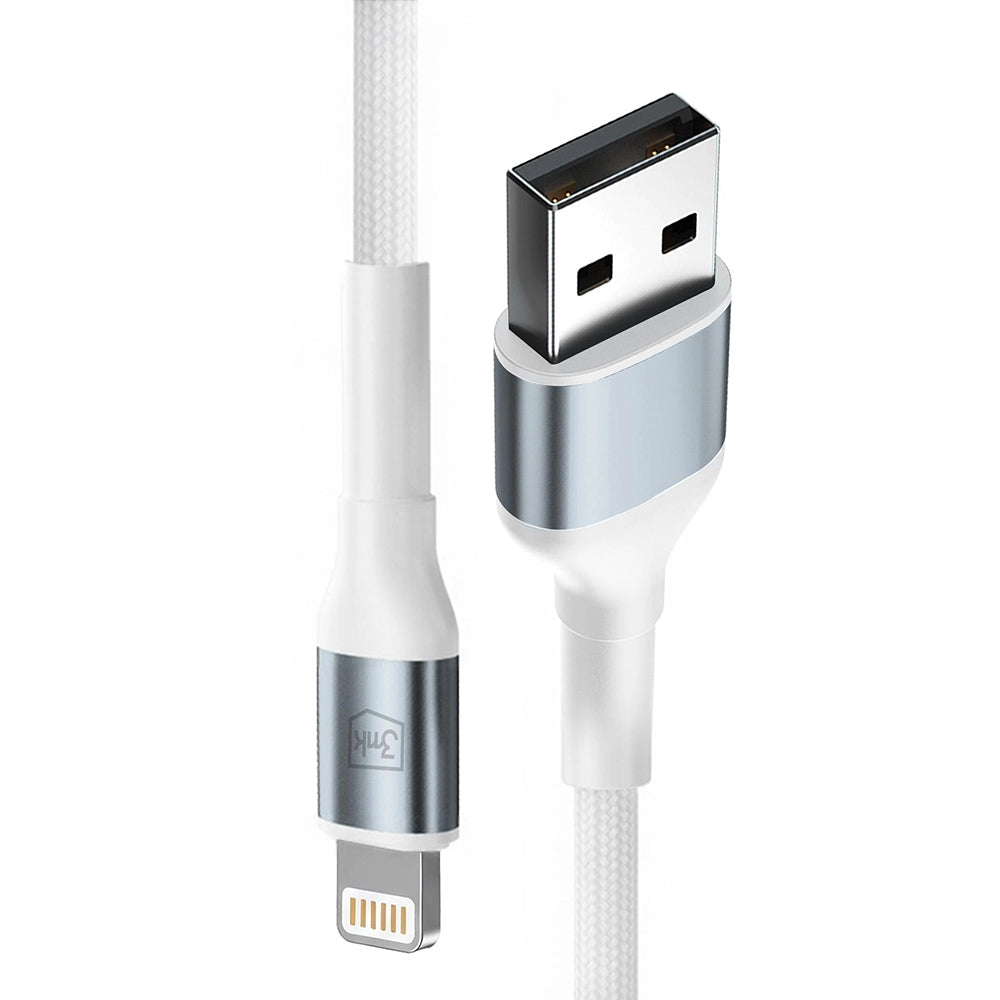 Kabl za podatke i punjenje USB-A - Lightning 3MK Hyper N, 12W, 2m, Beli