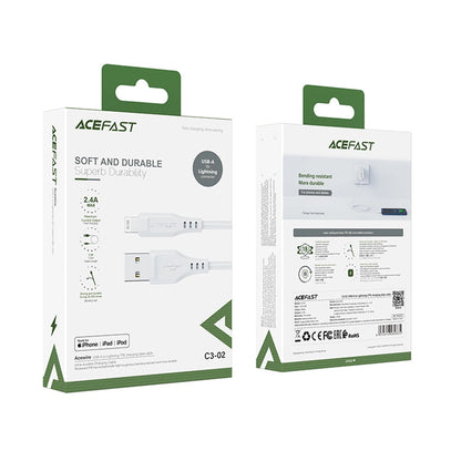 Kabl za podatke i punjenje USB-A - Lightning Acefast C3-02, 18W, 1.2m, Beli