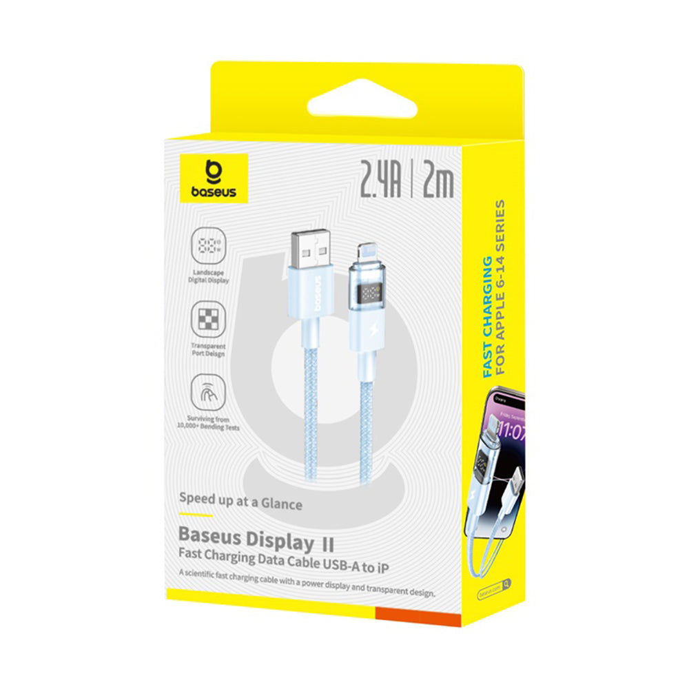 Kabl za prenos podataka i punjenje USB-A - Lightning Baseus Display 2, 12W, 2m, Plavi P10382700311-01