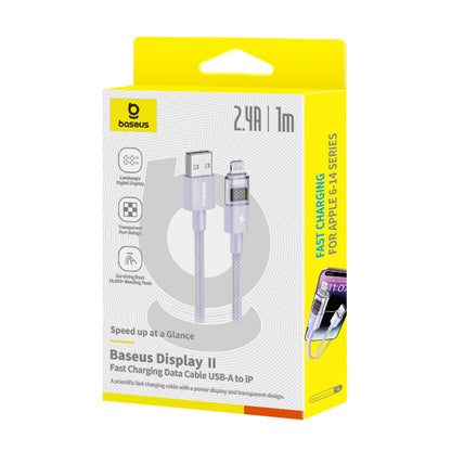 Kabl za prenos podataka i punjenje USB-A - Lightning Baseus Display 2, 12W, 1m, Ljubičasti P10382700511-00