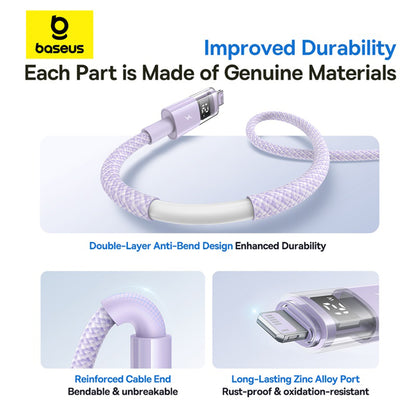 Kabl za Podatke i Punjenje USB-A - Lightning Baseus Display 2, 12W, 2m, Ljubičasti P10382700511-01