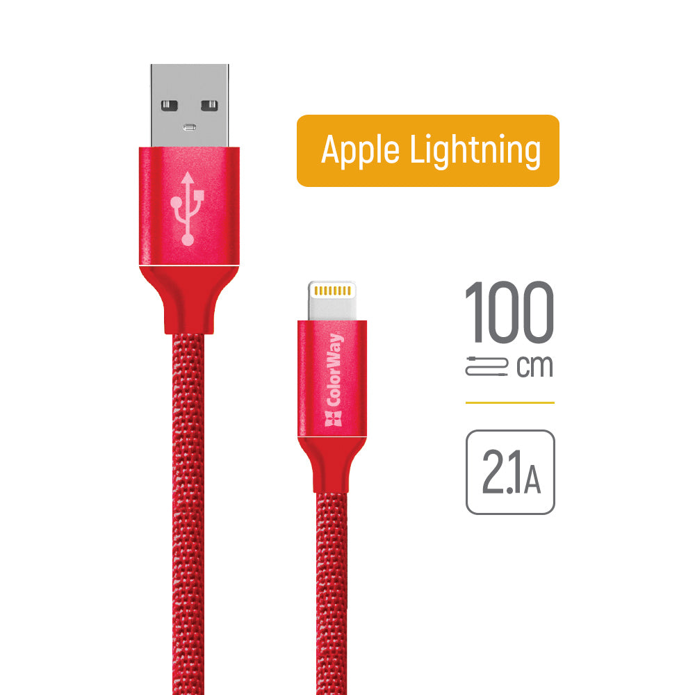 Kabl za podatke i punjenje USB-A - Lightning ColorWay CW-CBUL004, 18W, 1m, Crveni