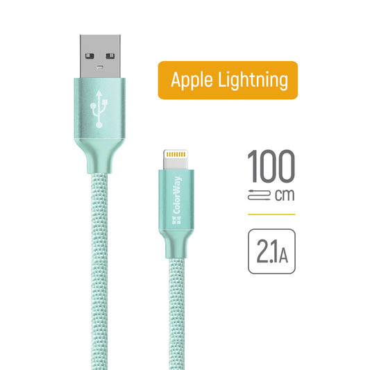 Kabl za podatke i punjenje USB-A - Lightning ColorWay CW-CBUL004, 18W, 1m, Zelen.