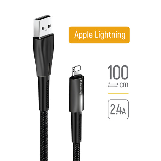 Kabl za podatke i punjenje USB-A - Lightning ColorWay CW-CBUL035, 18W, 1m, Crni