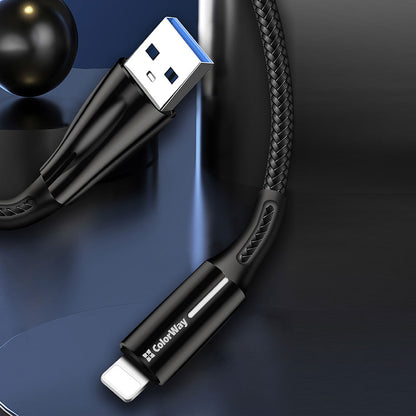 Kabl za podatke i punjenje USB-A - Lightning ColorWay CW-CBUL035, 18W, 1m, Crni
