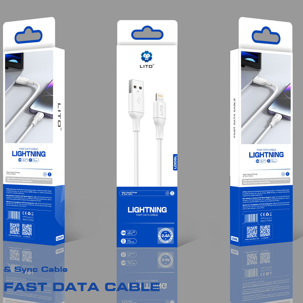 Kabl za Prenos Podataka i Punjenje USB-A - Lightning Lito LD06L, 18W, 1m, Beli