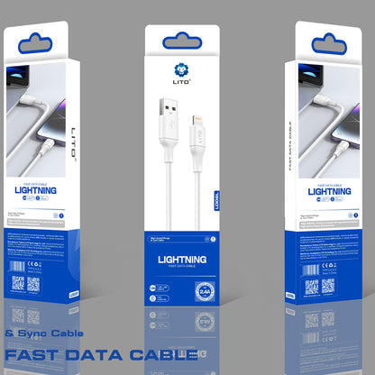 Kabl za Prenos Podataka i Punjenje USB-A - Lightning Lito LD06L, 18W, 1m, Beli