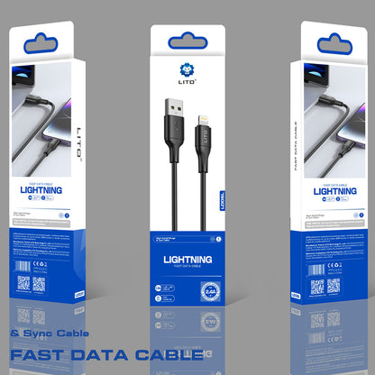 Kabl za Prenos Podataka i Punjenje USB-A - Lightning Lito LD06L, 18W, 1m, Crni