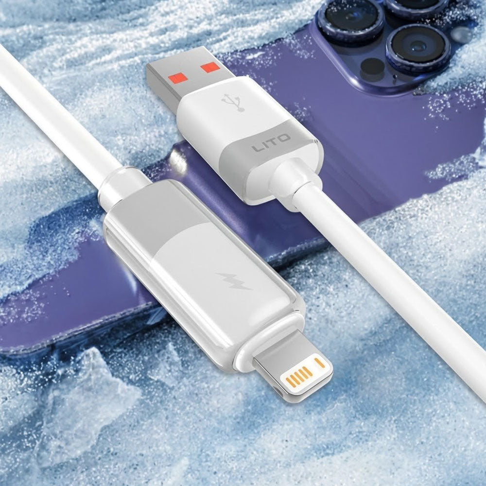 Kabl za Prenos Podataka i Punjenje USB-A - Lightning Lito LD07, 60W, 1m, Beli