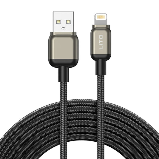 Kabl za podatke i punjenje USB-A - Lightning Lito LD17, 18W, 1m, Crni