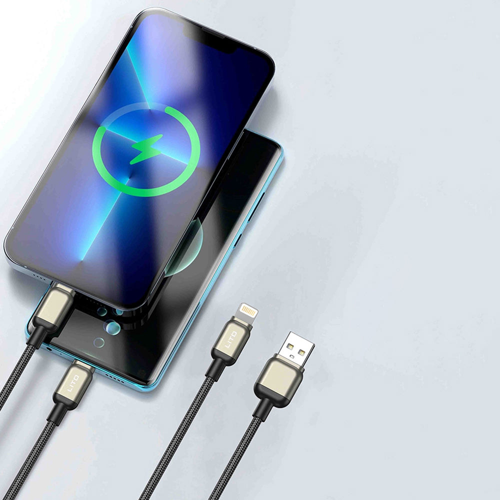 Kabl za podatke i punjenje USB-A - Lightning Lito LD17, 18W, 1m, Crni