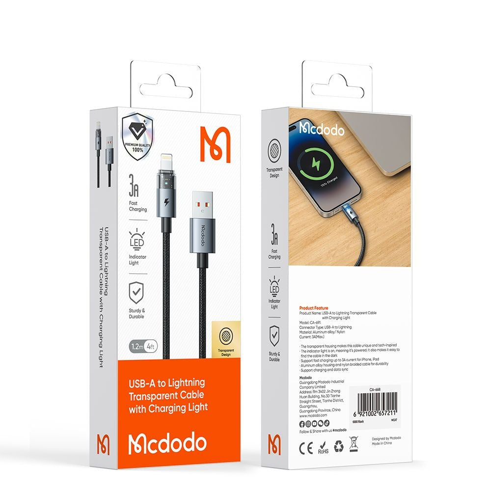 Kabl za podatke i punjenje USB-A - Lightning McDodo CA-6912, 18W, 1.2m, Beli