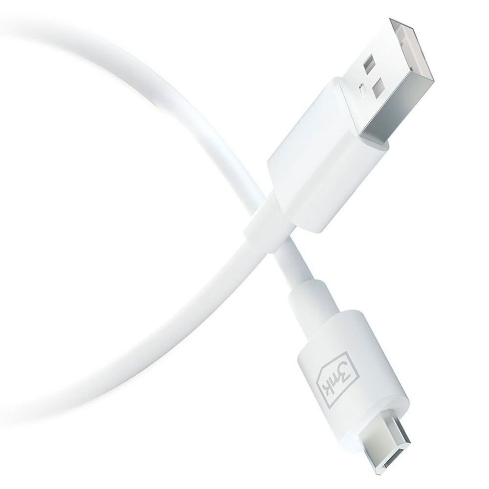 Kabl za podatke i punjenje USB-A - microUSB 3MK Hyper, 18W, 1.2m, Bel