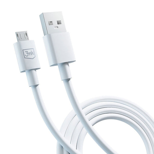 Kabl za podatke i punjenje USB-A - microUSB 3MK Hyper, 18W, 1.2m, Bel