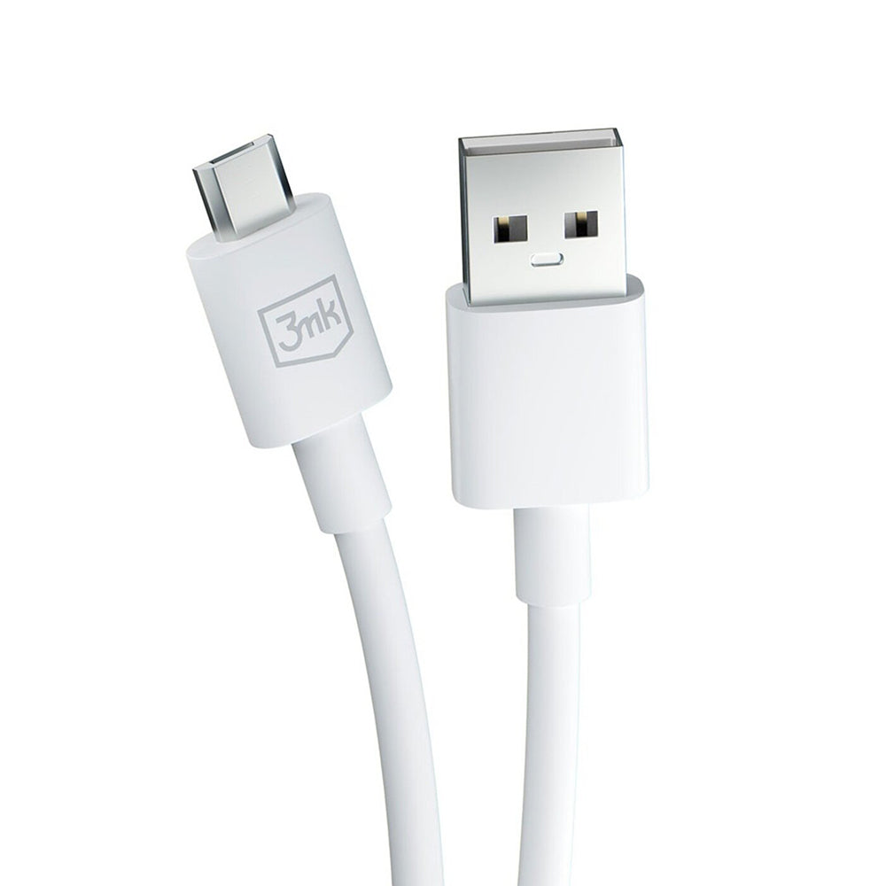 Kabl za podatke i punjenje USB-A - microUSB 3MK Hyper, 18W, 1.2m, Bel