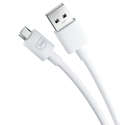 Kabl za podatke i punjenje USB-A - microUSB 3MK Hyper, 18W, 1.2m, Bel