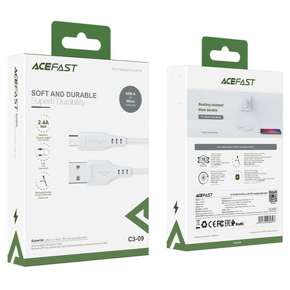 Kabl za podatke i punjenje USB-A - microUSB Acefast C3-09, 18W, 1.2m, Beli