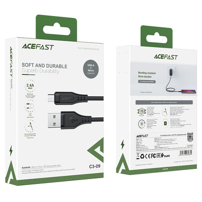 Kabl za podatke i punjenje USB-A - microUSB Acefast C3-09, 18W, 1.2m, Crni