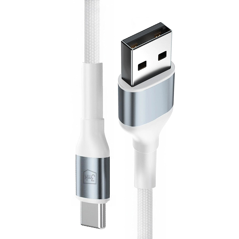 Kabl za Podatke i Punjenje USB-A - USB-C 3MK Hyper N, 18W, 1m, Beli