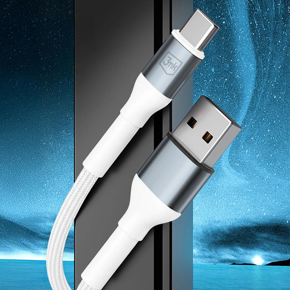 Kabl za Podatke i Punjenje USB-A - USB-C 3MK Hyper N, 18W, 1m, Beli
