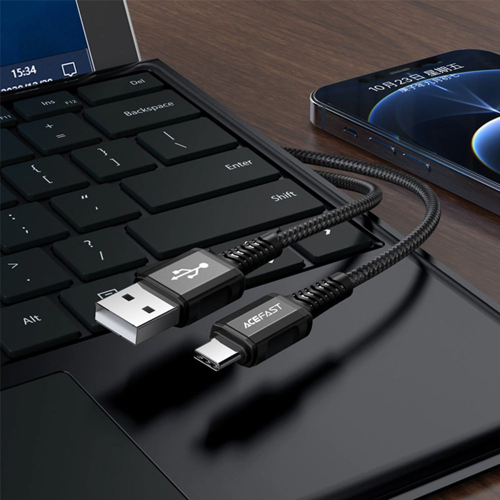 Kabl za prenos podataka i punjenje USB-A - USB-C Acefast C1-04, 18W, 1.2m, Crni