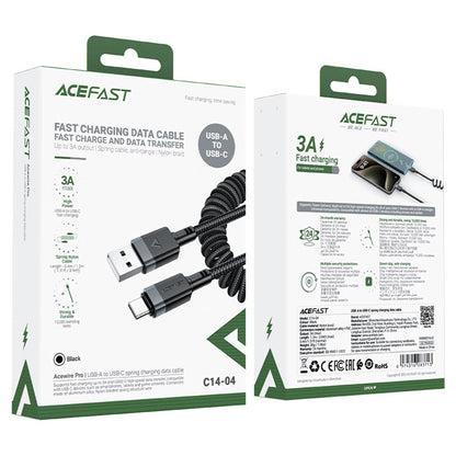 Kabl za Prenos Podataka i Punjenje USB-A - USB-C Acefast C14-04, 18W, 1.2m, Crni