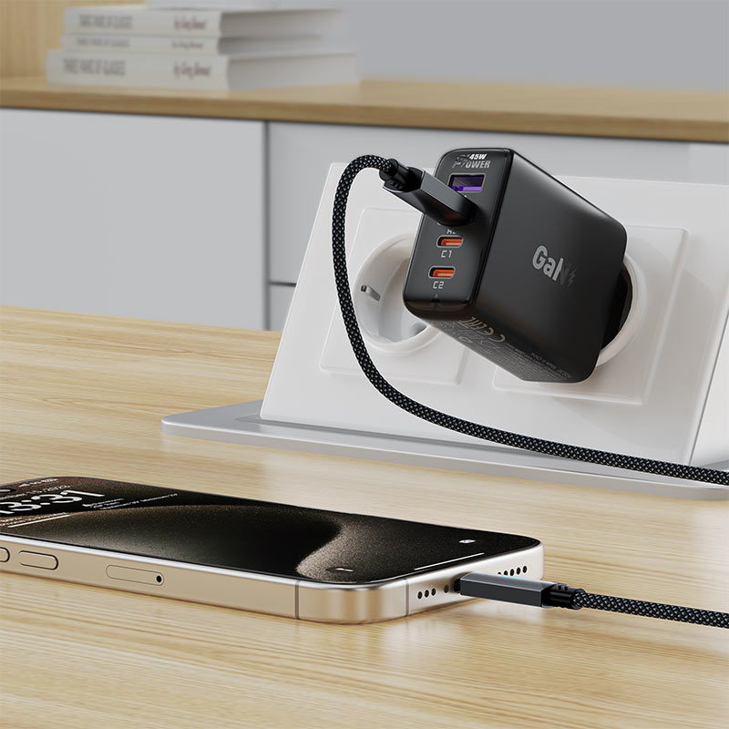 Kabl za prenos podataka i punjenje USB-A - USB-C Acefast C19-04, 18W, 1.2m, Crni